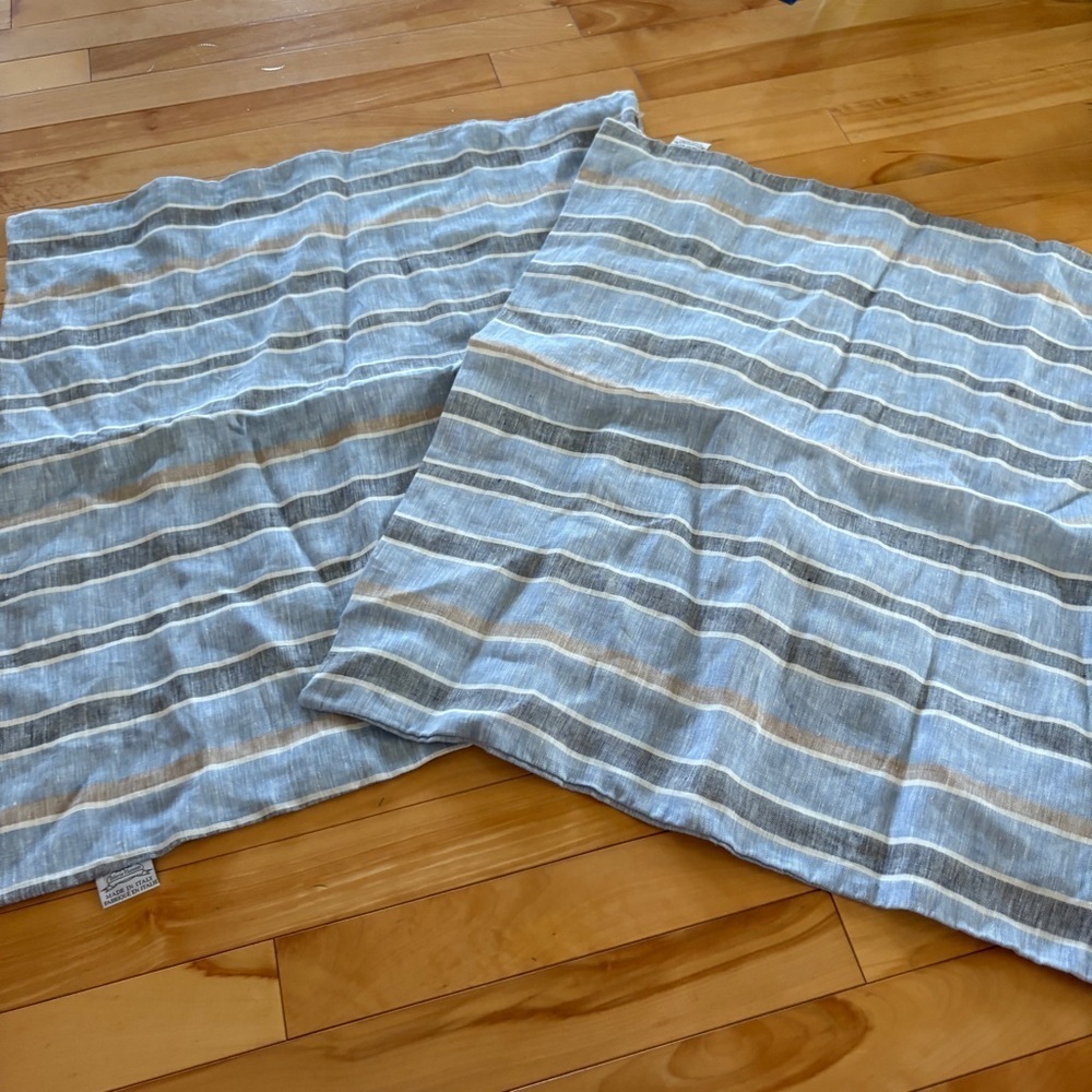 Telerie Visconti Blue and Gray Striped Pillow Covers